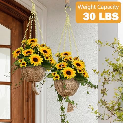 garini 3 Pack, 23 Inch Hanging Baskets Chain, Gold Hanging Chains with Hooks Flower Pot Chain Replacement Plant Hangers for Planters, Bird Feeders and Lanterns