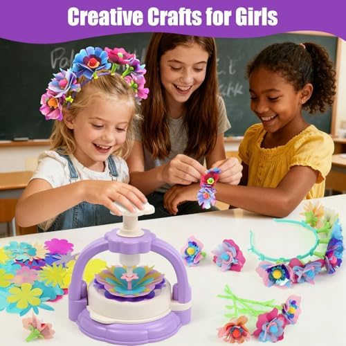 IQBOX Craft Kits Toys for 4 5 6 7 8 Year Old Girls Trendy Flower Making Kit