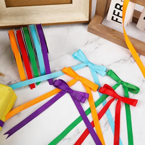 DECYOOL Rainbow Ribbon, 6 Rolls 60 Yards LGBT Grosgrain Ribbons for Craft