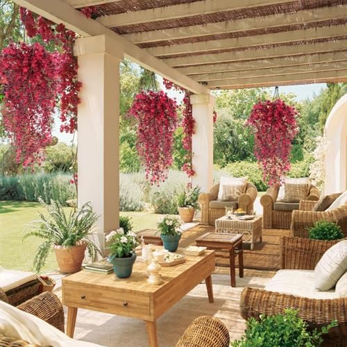 RECUTMS Artificial Hanging Plants Artificial Fall Flowers Faux Autumn Plant