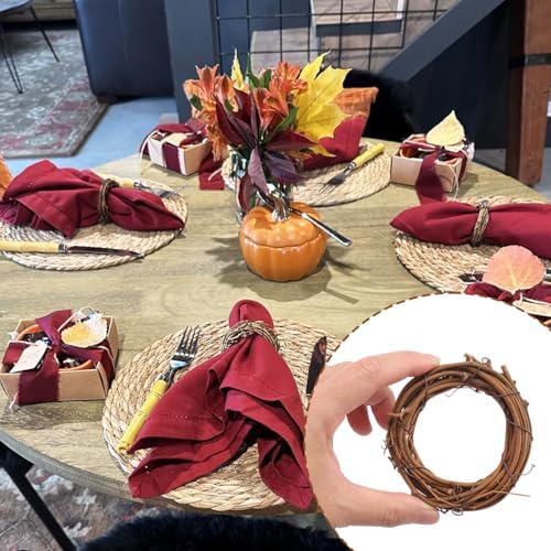 50 Pcs 3.15 Inch Natural Grapevine Wreath Set, Natural Rattan Wreath,Hand-Woven 3.15 Inch Vine Branch Wreaths, Perfect for DIY Crafts, Christmas Decorations, and Wedding Supplies