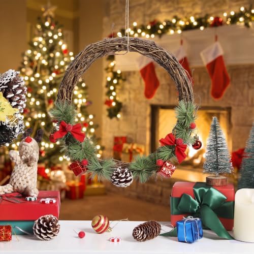 Ruisita 6 Pieces 12 Inch Grapevine Wreaths Vine Branch Wreath Natural Christmas Rattan Wreath Garland Decoration for Christmas Holiday Craft or Wedding Supplies
