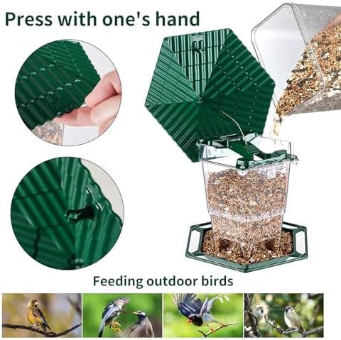 Jealoeur 2 Pack Bird Feeders for Outdoors Hanging Bird Feeder Wild Birds Seed, Green BB