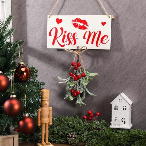 Vercraft Christmas Mistletoe Sign Kiss Hanging Decor