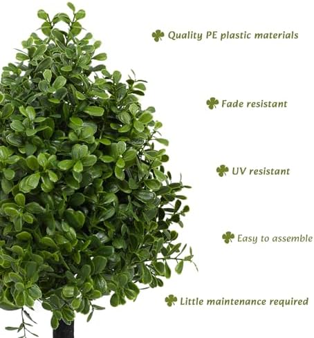 Bdor 22" Artificial Boxwood Topiary Bushes Ball Trees Outdoor Decor, 2PCS