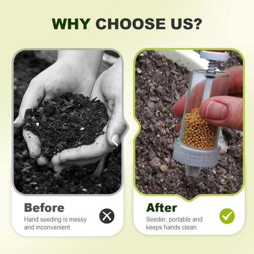 JUDUNA 2025 New Mini Seed Spreader, Mini Sowing Seed Dispenser Seed Planter Tool, Hand-held Manual Seedlings Dibber and Widger Set, Small Seed Planter Tool for Garden (A)