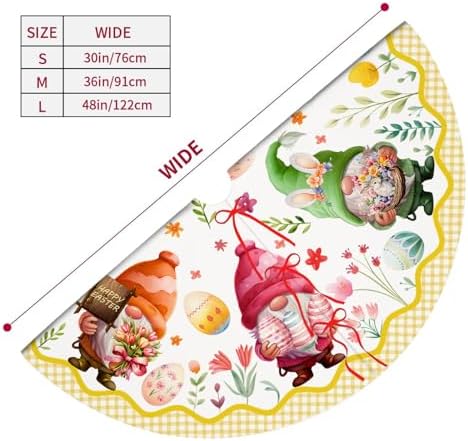 Easter Gnome Tree Skirt 36 Inch Cute Gnome Egg Decor Christmas Tree Skirt Xmas Ornament for Home Holiday Party Decoration Indoor Outdoor