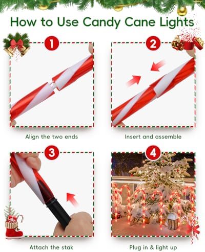COOLWUFAN 24 Pack 22 Inch Christmas Candy Cane Pathway Lights Outdoor Decor