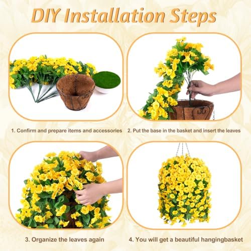 Ammyoo Artificial Faux Hanging Flowers Basket for Fall Outdoor Decor