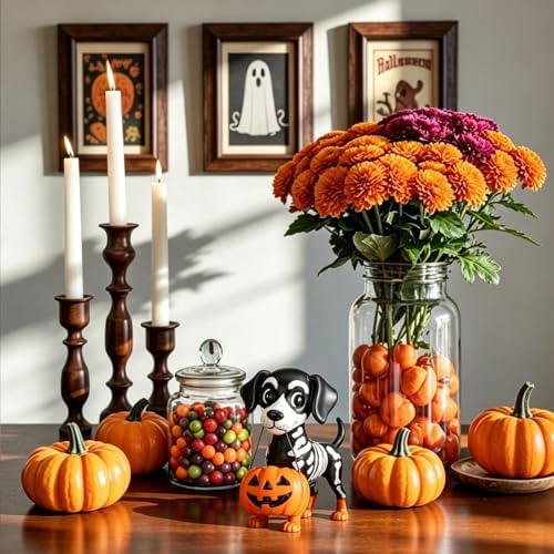 Vicenpal Cute Halloween Ghost Dog Figurine Resin Spooky Tabletop Decor