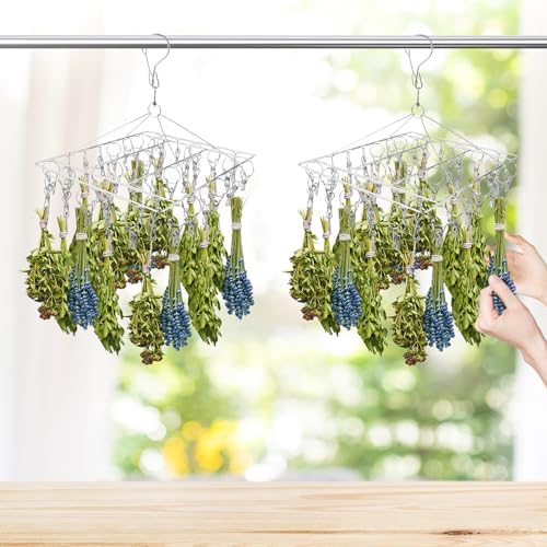 Herb Drying Rack for Drying Spices, Rustproof Dryer with 40 Hooks