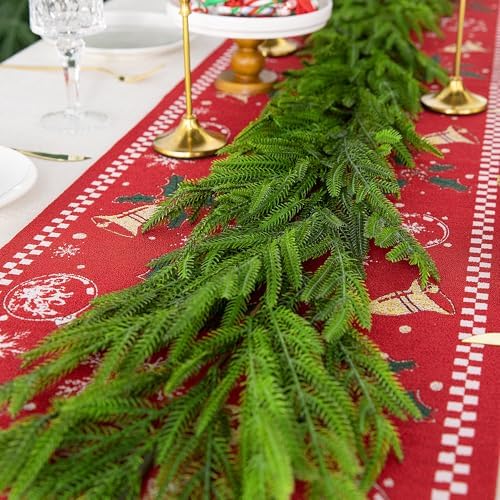 2 Pcs Christmas Norfolk Pine Garland, 6 Ft Dense Pine Garland Ornament