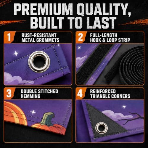 Halloween Garage Door Cover 7 x 16 ft, Ghost Gathering Banner