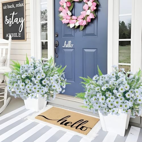 Artificial Mums Flowers Fake Plants for Outdoor Outside Summer Fall Decor