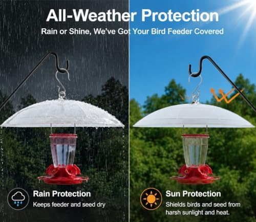 16-Inch Widened Bird Feeder Cover,Hummingbird Feeder Rain Guard,Squirrel Baffle for Bird Feeders,Squirrel-Proof for Wide Outside Tree Trunk or Eave,Gift for Wumen Translucent,2 Pack