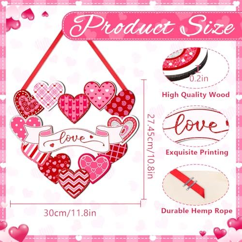 Britimes Welcome Door Sign, Wooden, for Front Door, Valentines Day Love