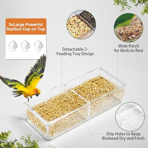 2PCSchunhai Clear Bird Feeder for Window