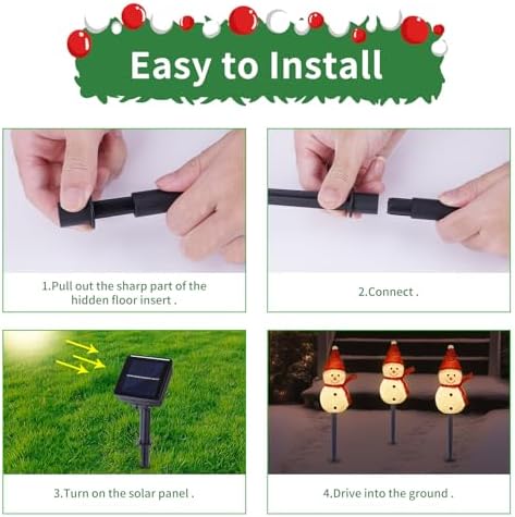 Solar Christmas Snowman Pathway Lights Outdoor Decoration, 3 Pack