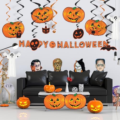 Beistle 6 Piece Paper Jack-O-Lantern Cut Outs, Halloween Party Decorations, Fall Décor, Made In USA Since 1900