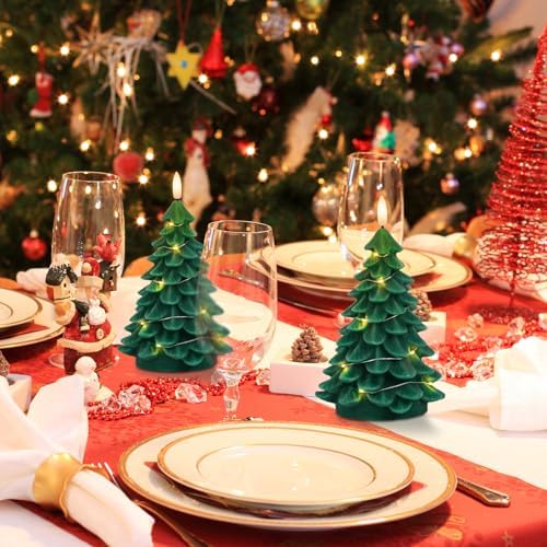 Eldnacele Christmas Tree Flameless Candles String Light with Remote Timer