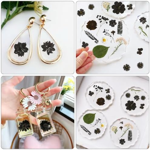 Augshy Halloween Black Pressed Dried Flowers for Resin Molds Crafts