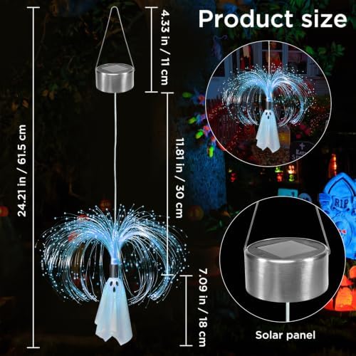 2PACKS Halloween Decorations Outdoor Solar Scary Ghost Lights