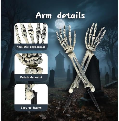 Halloween Skeleton Hands Stakes Yard Plastic Realistic Zombie Ghost Arm