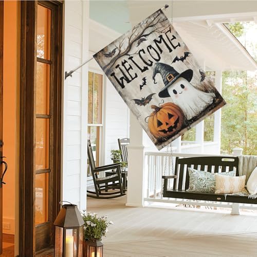 AVOIN colorlife Welcome Halloween for Outside House Flag 28x40 Inch