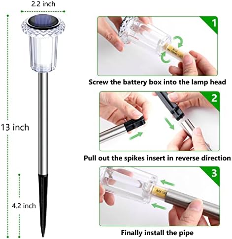 15 Pack Solar Lights Outdoor Waterproof Pathway Lights, Warm White