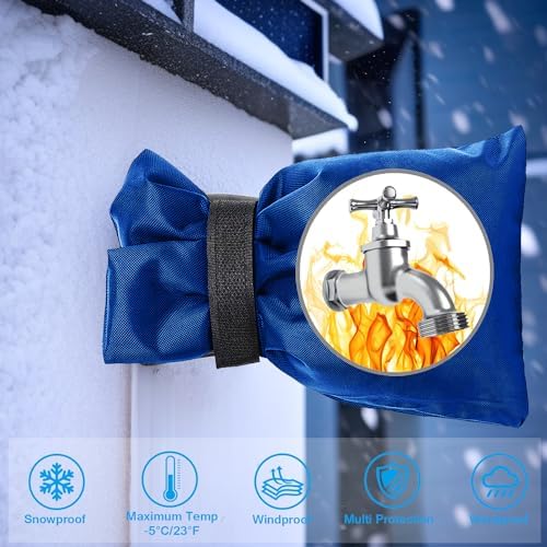Outdoor Faucet Covers for Winter, Actgan 8.3" H x 6" W Thickened Outside Garden Faucet Socks for Freeze Protection, Insulated Hose Bib Faucet Covers, 3 Pack, Blue