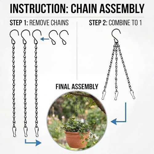 EBOOT 2 Pcs Hanging Chain for Bird Feeders, Planters, Lanterns and Ornaments (35 Inch,Black)