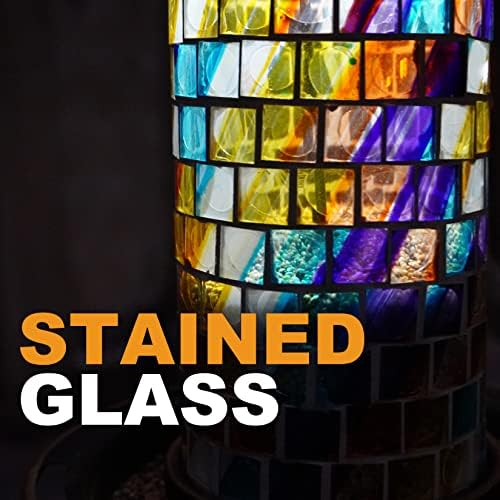 Solar Bird Feeder for Outdoor Hanging Mosaic Stained Glass, Sunset