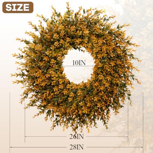 28'' Large Full Boxwood Wreath for Front Door Porch Window（Orange）