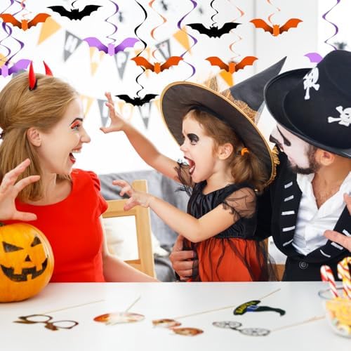 36 PCS Halloween Party Decorations Bat Hanging Halloween Ceiling Streamers for Home Indoor Outdoor Party Office Decor Supplies