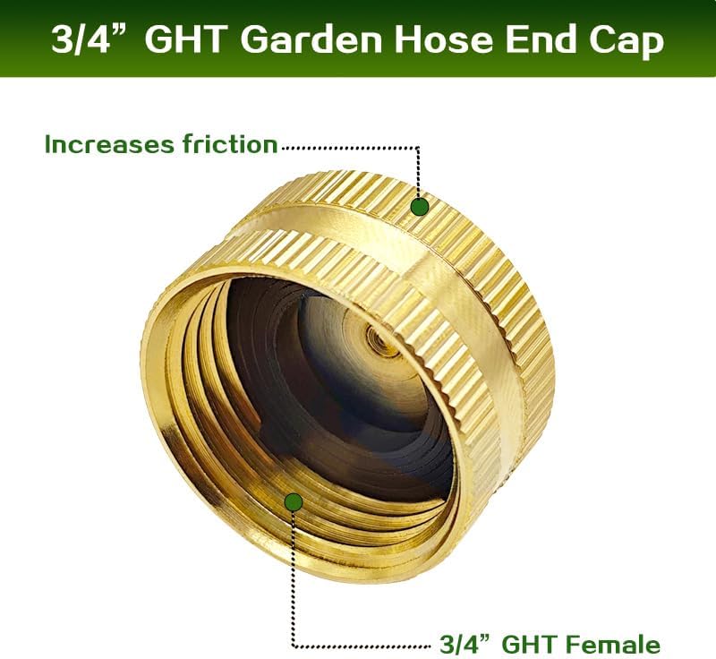 Lovegarden 4PCS Garden Hose End Cap with Washers 3/4 Female