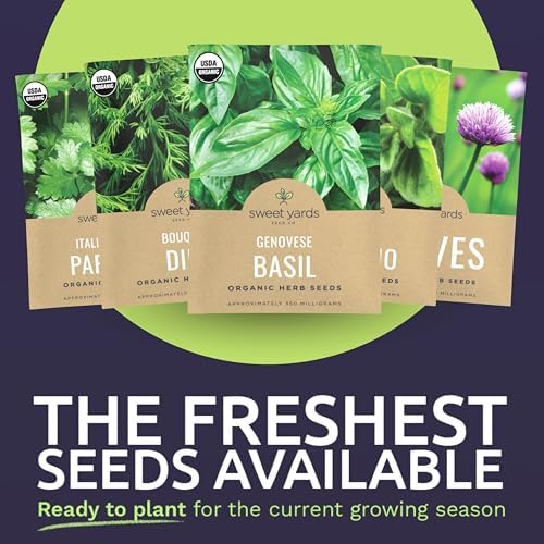 Organic Herb Seeds Variety Pack - 10 Individual Packs - 2026 Season - Basil, Cilantro, Dill, Thyme, Parsley and More! for Indoor & Outdoor Planting (Non-GMO, Certified Organic) (Pack of 2)