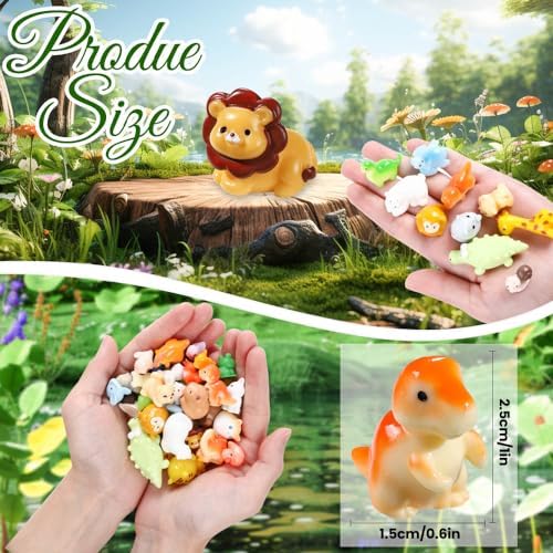 DIYDEC 40pcs Mini Resin Animal 40 Styles Tiny Resin Animals Miniature Little Small Animal Figures Bulk for Micro Fairy Garden Landscape Accessories Dollhouse Hide Crafts Decor Aquarium Toys