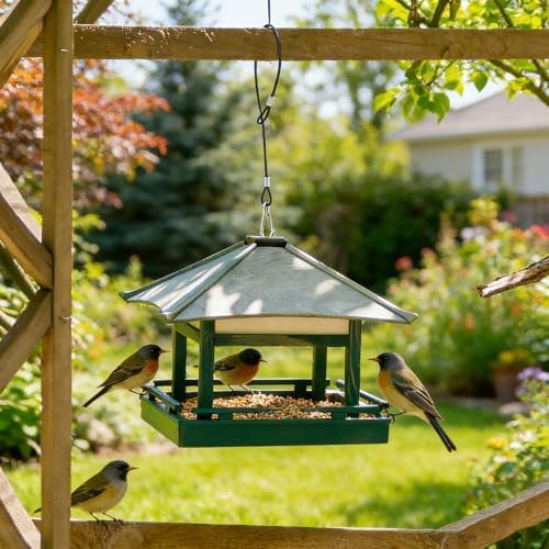 5 Pcs 25in Hanging Chain Cable Rope Bird Feeder Hanger, Hanging Steel Cable with Carabiner Hook, for Suet Feeder, Tree, Planters, Lanterns