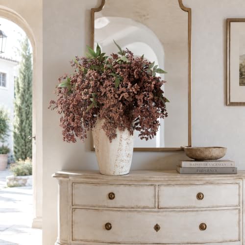 6 Pcs 43'' Artificial Nandina Berry Stems Brown Faux Branches Home Decor