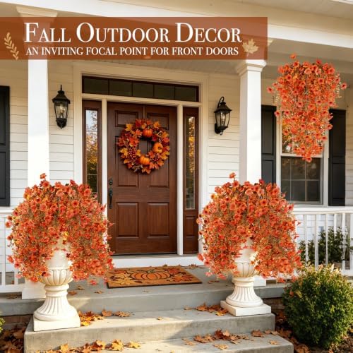 TURNMEON 4PCS Artificial Hanging Fall Flowers Fall Decoration UV Resistant