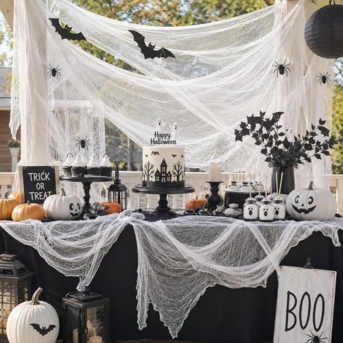 5 Pcs White Halloween Gauze Creepy Cloth Fabric Tapestry Decor Decorations