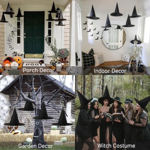 12 Pcs Halloween Decorations 15" Floating Witch Hats Wiches Hanging Decor