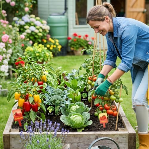 60PCS Plant Label Vegetable Herb Garden Marker, Color & Black Double-Sided