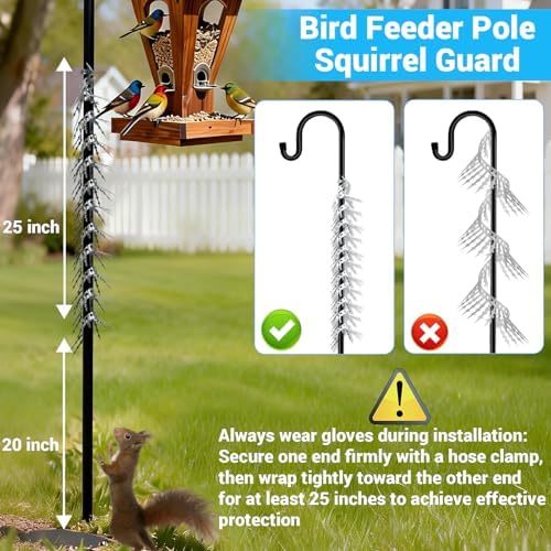 120 inch Bird Spikes/Squirrel Baffle for Bird Feeder Pole, Deters Raccoons