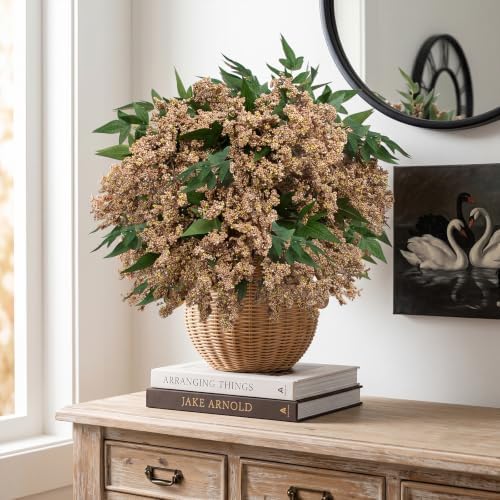 Daynight 4 Pcs Artificial Berry Stem for Vase, 40In Faux Nandina Branches Fall Floral Picks Fake Realistic Berry Spray for Wedding Autumn Farmhouse Home Decor (4, White, 40Inch)