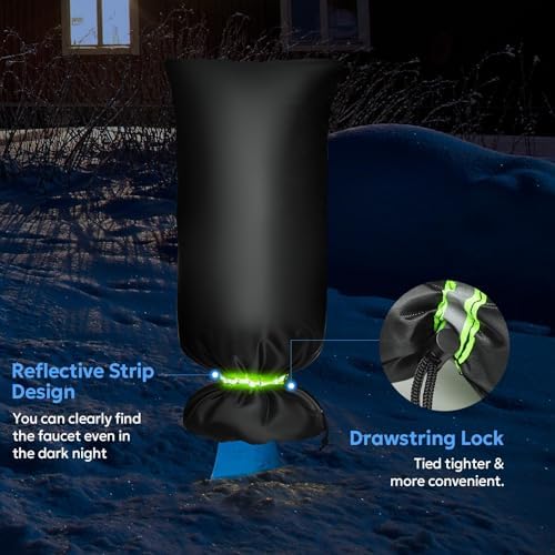 MIXC Outdoor Faucet Covers for Winter Freeze Protection, 15" x 35" Hose Bib Covers for Winter, Reusable Thicker Waterproof Insulated Spigot Cover, 3 Pack