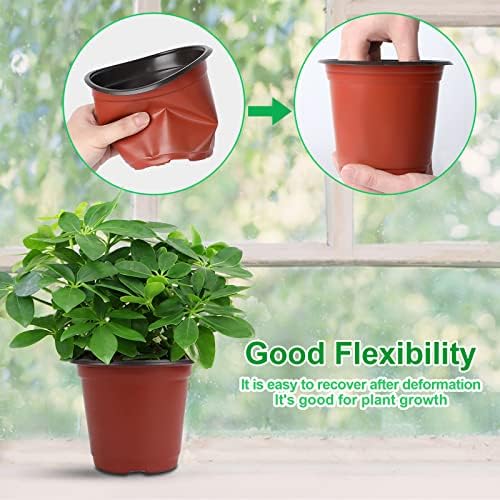 Augshy 120 Pcs Plastic Plants Nursery Pot, Seed Starting Pots 4,5,6-Inch