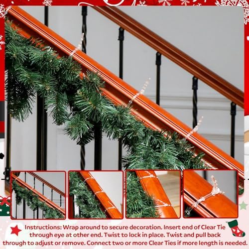 Cinnvoice 1pcs Clear Garland Ties for Halloween Banister Mantel, 16inch