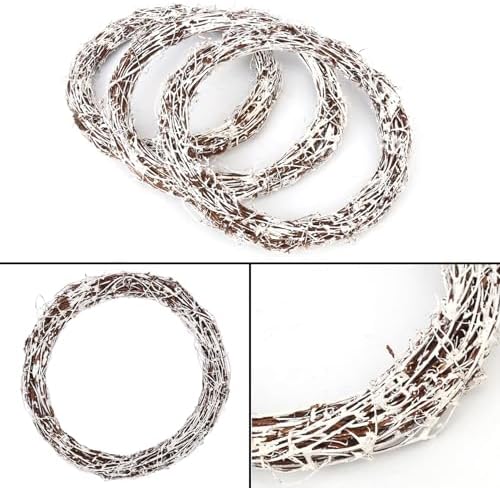 6 Pcs 12 inch Natural Grapevine Wreath Set, White