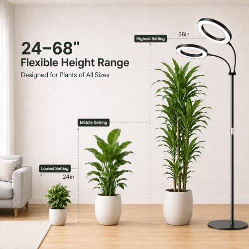 LBW 10.2in Grow Lights for Indoor Plants, Plant Grow Light with Stand